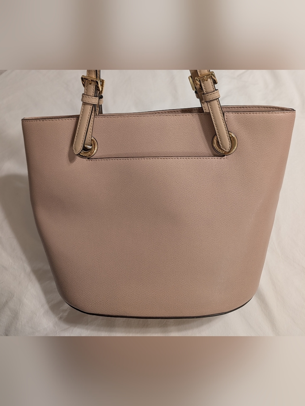 Michael Kors Ballet Pink & Tan Leather Jet Set Style Open Top Tote Purse - Picture 3 of 6